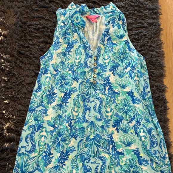 Lilly Pulitzer Azlynn Dress in Sea Glass Aqua Seeing Double - Picture 3 of 7